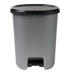 Poubelle à pédale 27L plastique noir et gris clair 37x30xH46cm