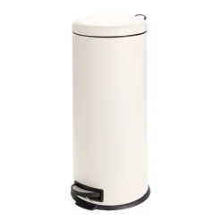 Poubelle à pédale 30L ronde métal beige Ø30xH69,5cm