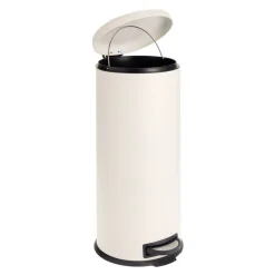 Poubelle à pédale 30L ronde métal beige Ø30xH69,5cm