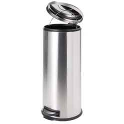 Poubelle à pédale 30L ronde métal gris argenté Ø30xH69,5cm