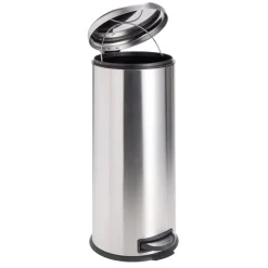 Poubelle à pédale 30L ronde métal gris argenté Ø30xH69,5cm