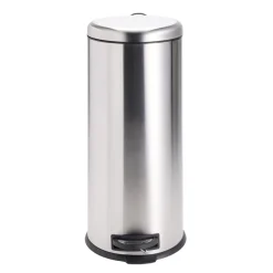 Poubelle à pédale 30L ronde métal gris argenté Ø30xH69,5cm