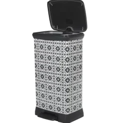 Poubelle à pédale motif carreau de ciment gris et blanc 50 L < Gifi New