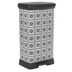 Poubelle à pédale motif carreau de ciment gris et blanc 50 L < Gifi New