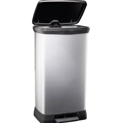 Poubelle à pédale plastique noir gris argenté 50L < Gifi Outlet