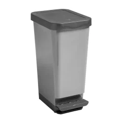 Poubelle plastique gris 45L pédale rétractable 29x38,5xH61cm