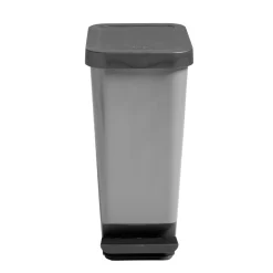 Poubelle plastique gris 45L pédale rétractable 29x38,5xH61cm