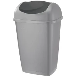 Poubelle à rabat bascule grise et noire H52cm 25L < Gifi Clearance