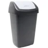 Poubelle à rabat 15L plastique noire couvercle gris 29x23xH47cm