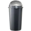 Poubelle à rabat plastique noir gris 50L