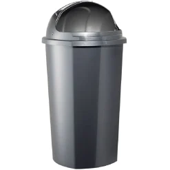 Poubelle à rabat plastique noir gris 50L