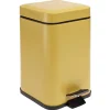Poubelle salle de bain carré à pédale métal jaune 16x16xH25,5cm 3L