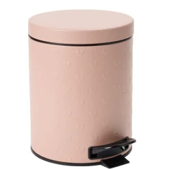 Poubelle salle de bain 5L métal motif coeur en relief Ø20,5xH26,5cm (2 modèles)
