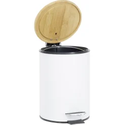 Poubelle salle de bain métal et bambou blanc < Gifi Best