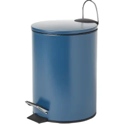 Poubelle salle de bain à pédale métal bleu 3L