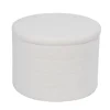 Pouf coffre de rangement rond blanc tissu bouclette Clara Ø56xH40cm