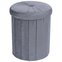 Pouf coffre rond Clara gris Ø31xH37,5cm < Gifi Sale