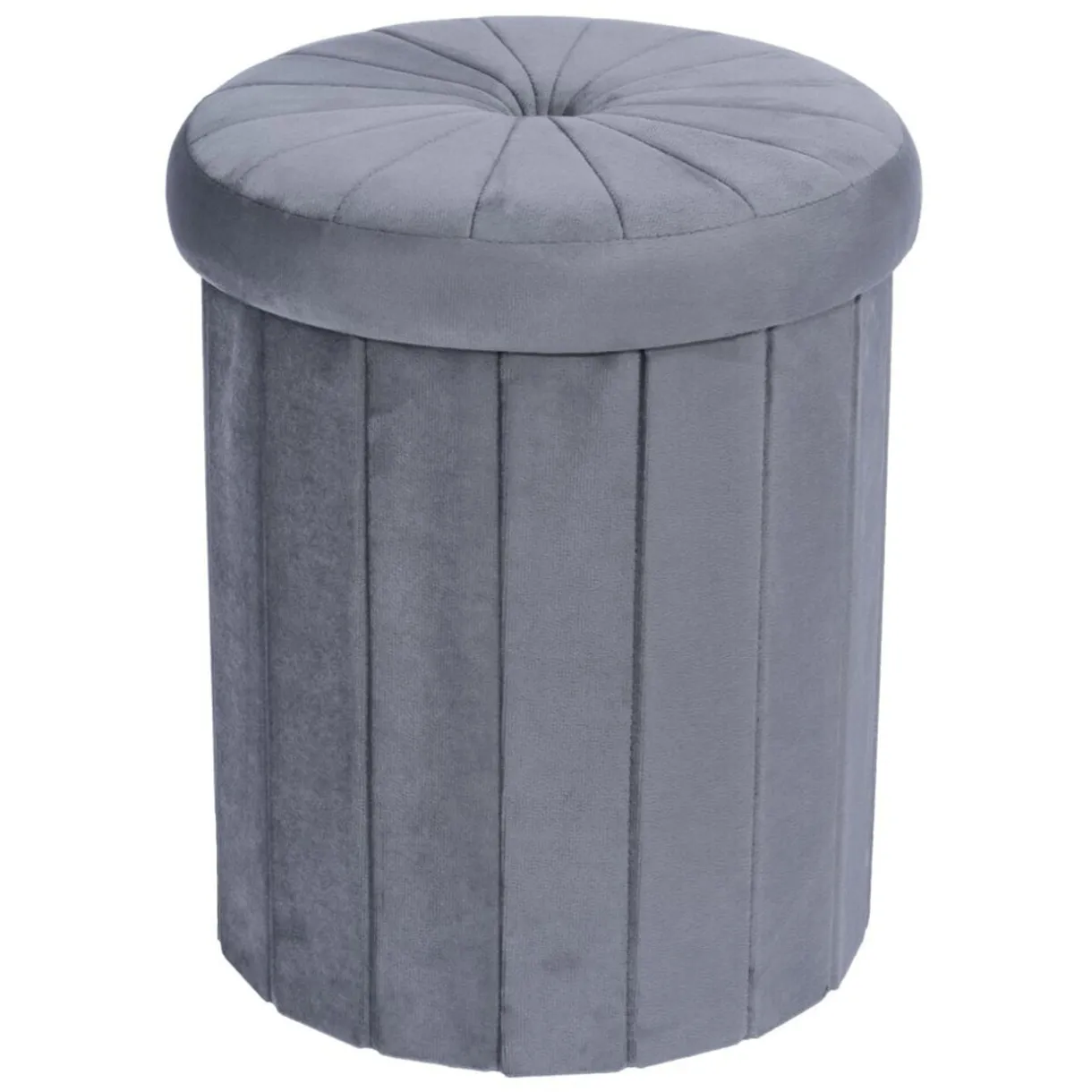 Pouf coffre rond Clara gris Ø31xH37,5cm < Gifi Sale