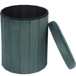 Pouf coffre rond Clara vert Ø31xH37,5cm < Gifi Online