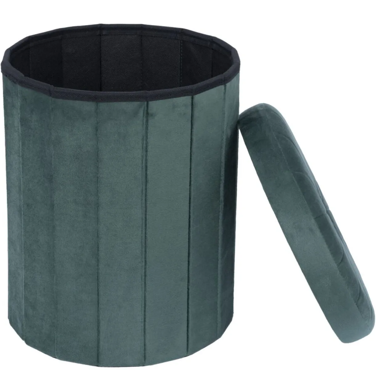 Pouf coffre rond Clara vert Ø31xH37,5cm < Gifi Online