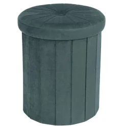 Pouf coffre rond Clara vert Ø31xH37,5cm < Gifi Online