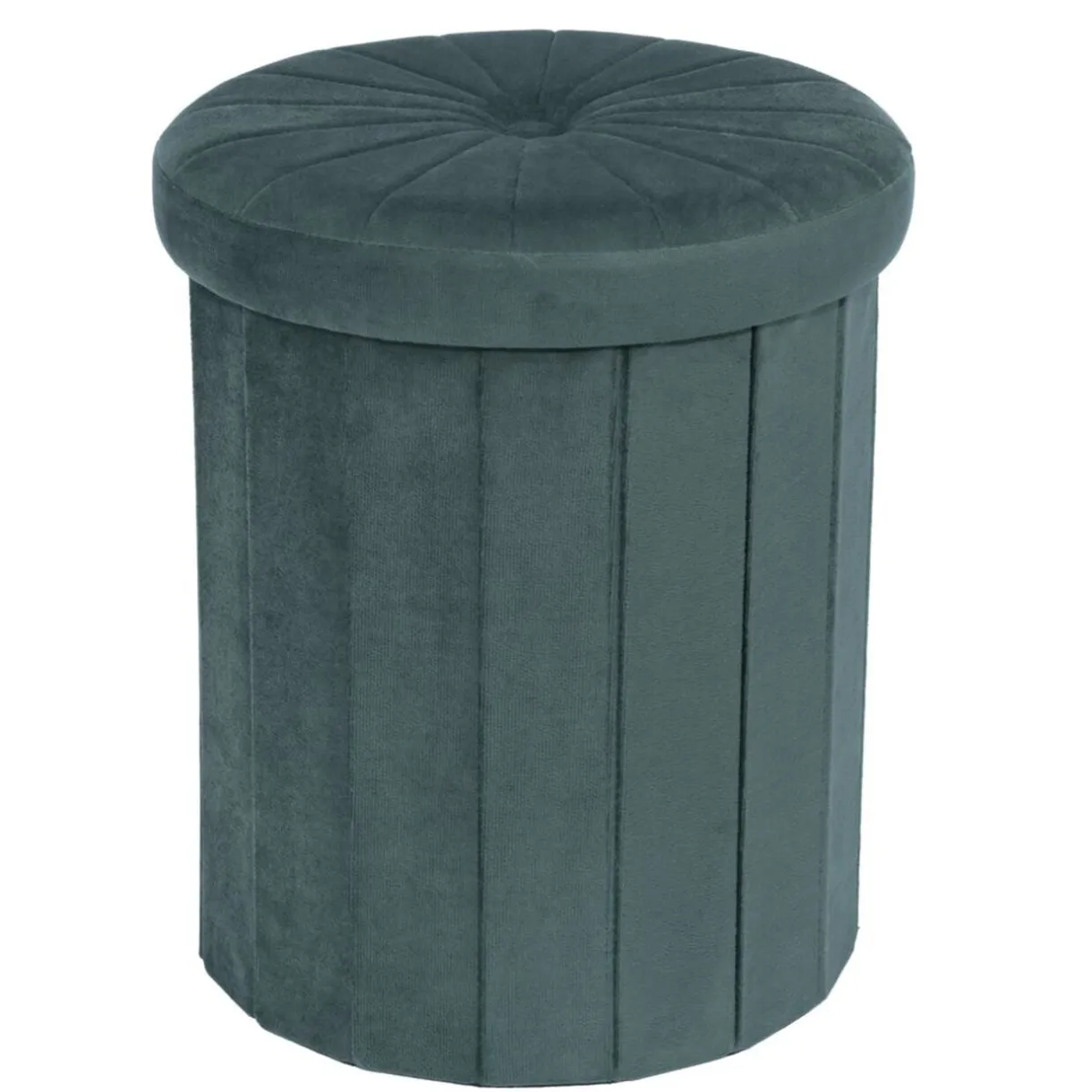 Pouf coffre rond Clara vert Ø31xH37,5cm < Gifi Online