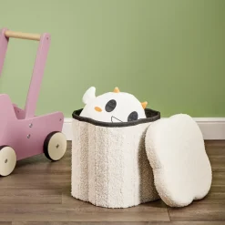 Pouf de rangement 8,8L laine bouclée beige 25x25xH26,5cm < Gifi Outlet