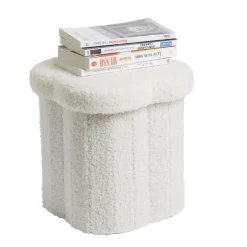 Pouf de rangement 8,8L laine bouclée beige 25x25xH26,5cm < Gifi Outlet