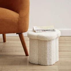 Pouf de rangement 8,8L laine bouclée beige 25x25xH26,5cm < Gifi Outlet