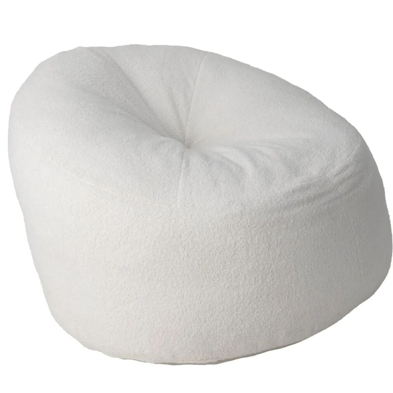Pouf poire Clara effet laine bouclée blanc Ø92xH61cm