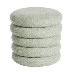 Pouf rond tissu bouclette blanche Ø40xH40cm < Gifi Outlet