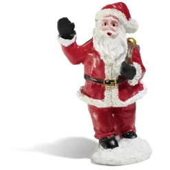 Père Noël avec hotte rouge blanc noir en résine