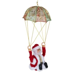 Père Noël en parachute à suspendre animé musical Ø18xH41cm < Gifi Best