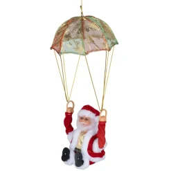Père Noël en parachute à suspendre animé musical Ø18xH41cm < Gifi Best