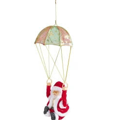 Père Noël en parachute à suspendre animé musical Ø18xH41cm < Gifi Best
