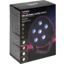 Projecteur de lumière disco rond 6LED RGB 360° avec télécommande H14cm