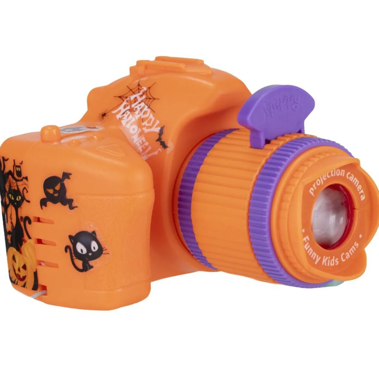 Projecteur enfant forme appareil photo avec 3 images plastique orange H7cm