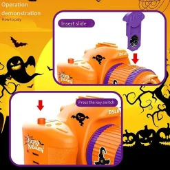 Projecteur enfant forme appareil photo avec 3 images plastique orange H7cm