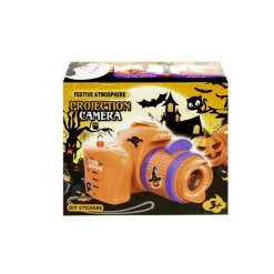 Projecteur enfant forme appareil photo avec 3 images plastique orange H7cm