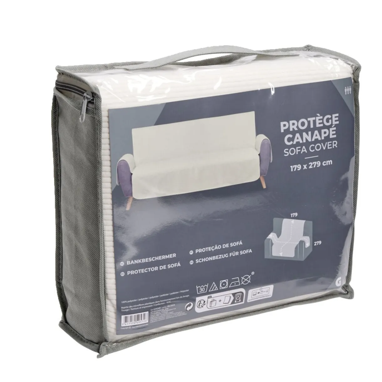 Protège canapé côtelé L279xH179cm - 2 modèles gris ou blanc < Gifi Best