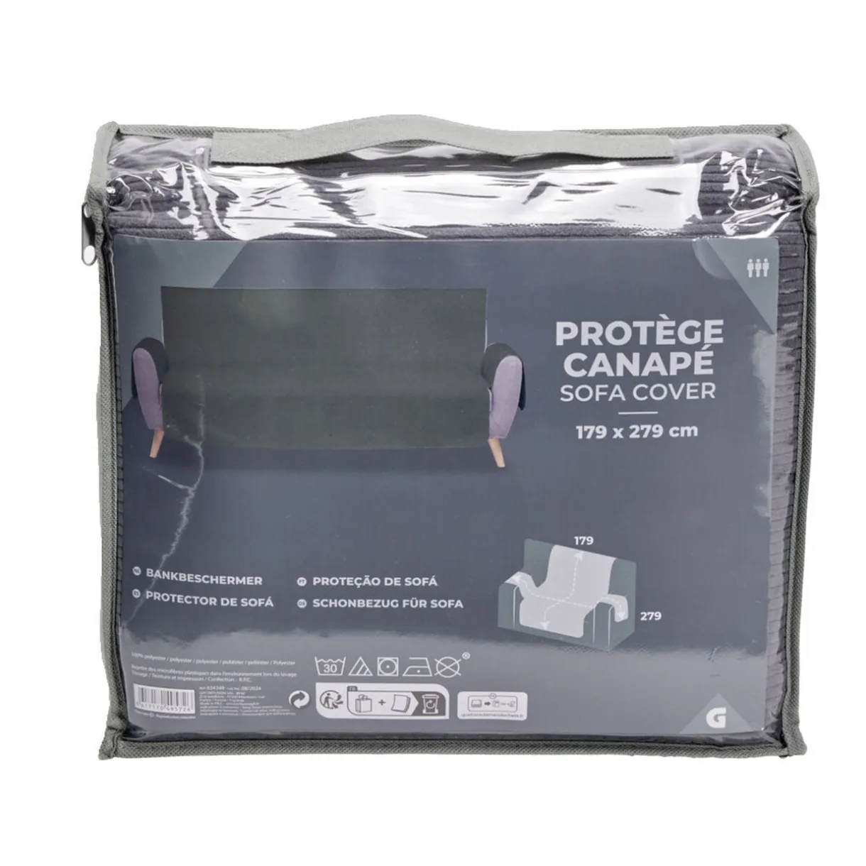 Protège canapé côtelé L279xH179cm - 2 modèles gris ou blanc < Gifi Best