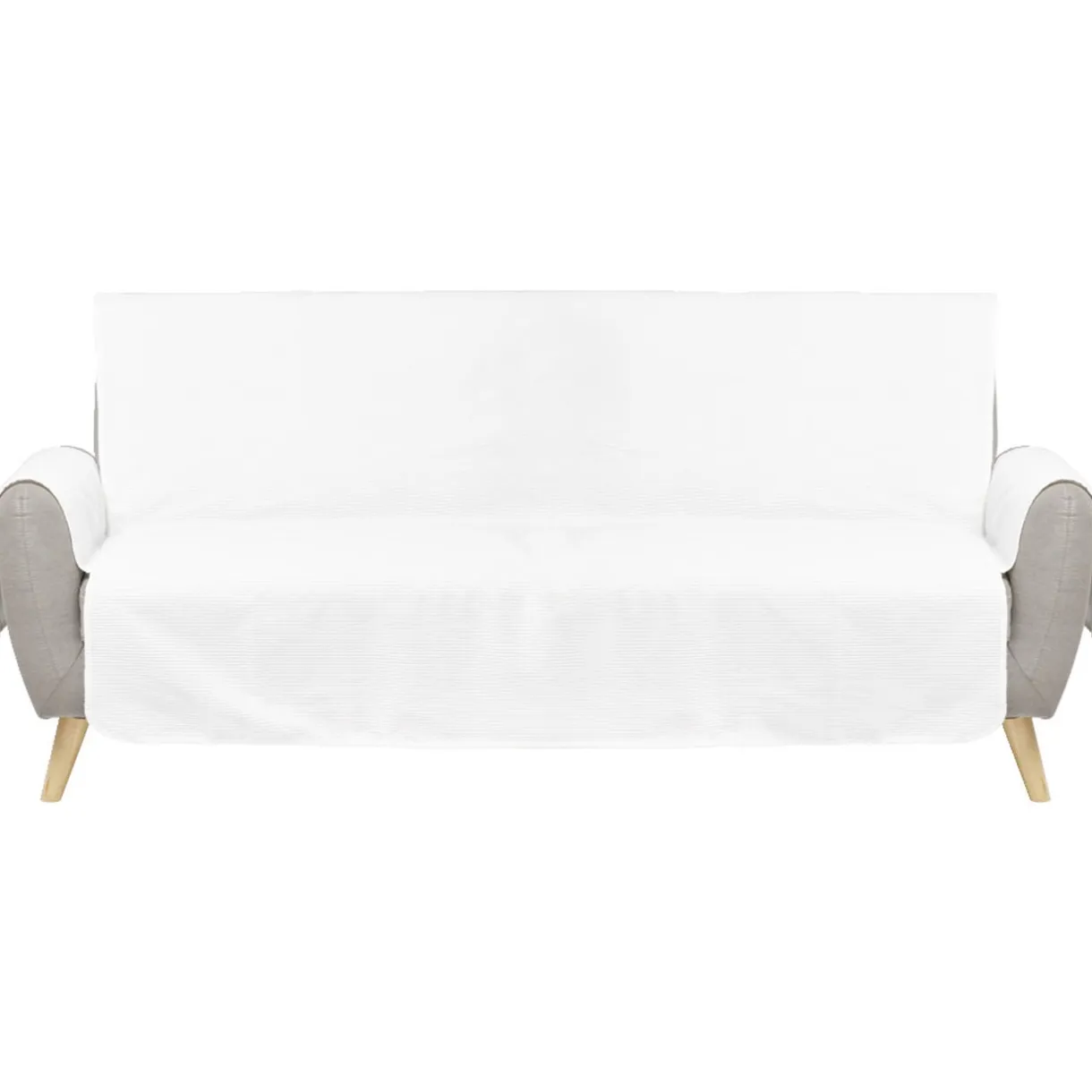 Protège canapé côtelé L279xH179cm - 2 modèles gris ou blanc < Gifi Best
