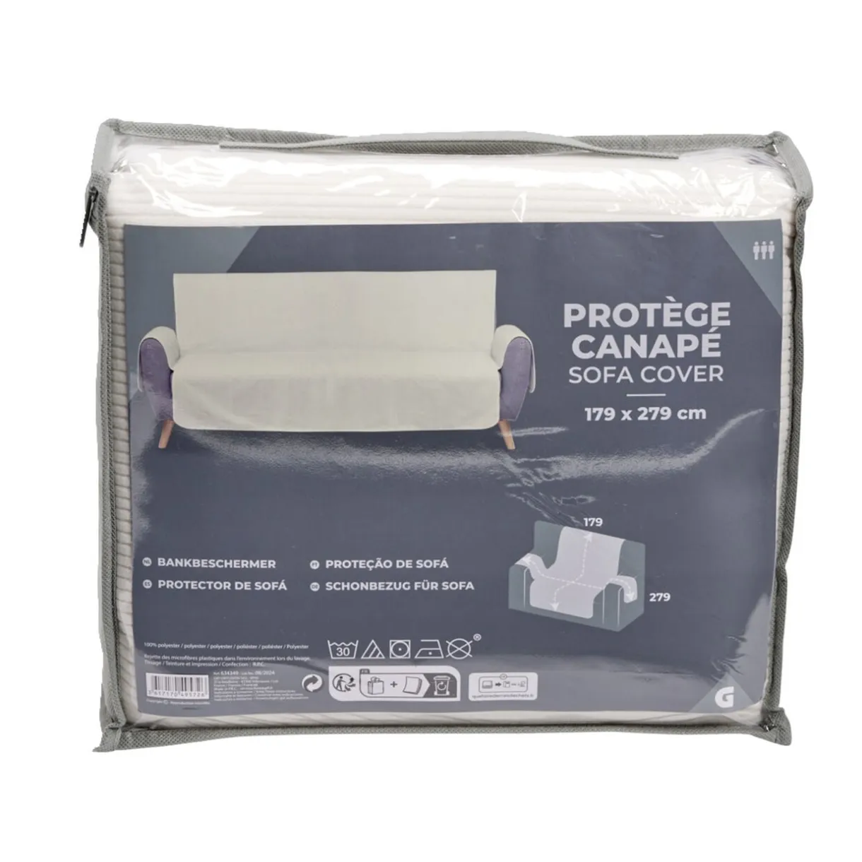 Protège canapé côtelé L279xH179cm - 2 modèles gris ou blanc < Gifi Best