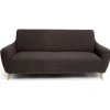 Protège canapé extensible 3 places L195-230cm effet laine bouclée gris foncé