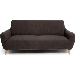 Protège canapé extensible 3 places L195-230cm effet laine bouclée gris foncé