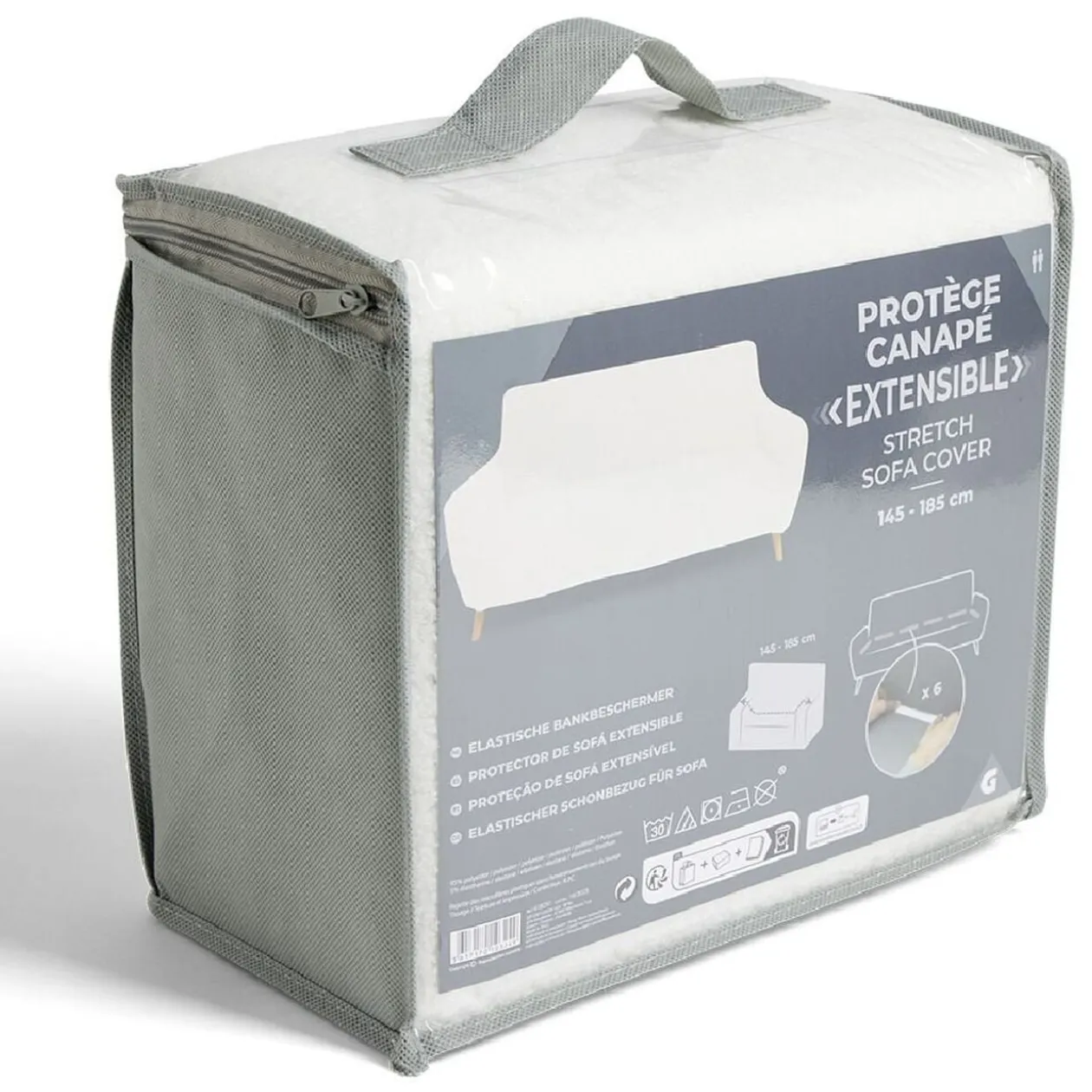 Protège canapé extensible 2 places L145-185cm effet laine bouclée beige