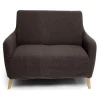 Protège fauteuil extensible L90-145cm effet laine bouclée gris foncé < Gifi Outlet