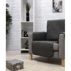 Protège fauteuil gris foncé uni