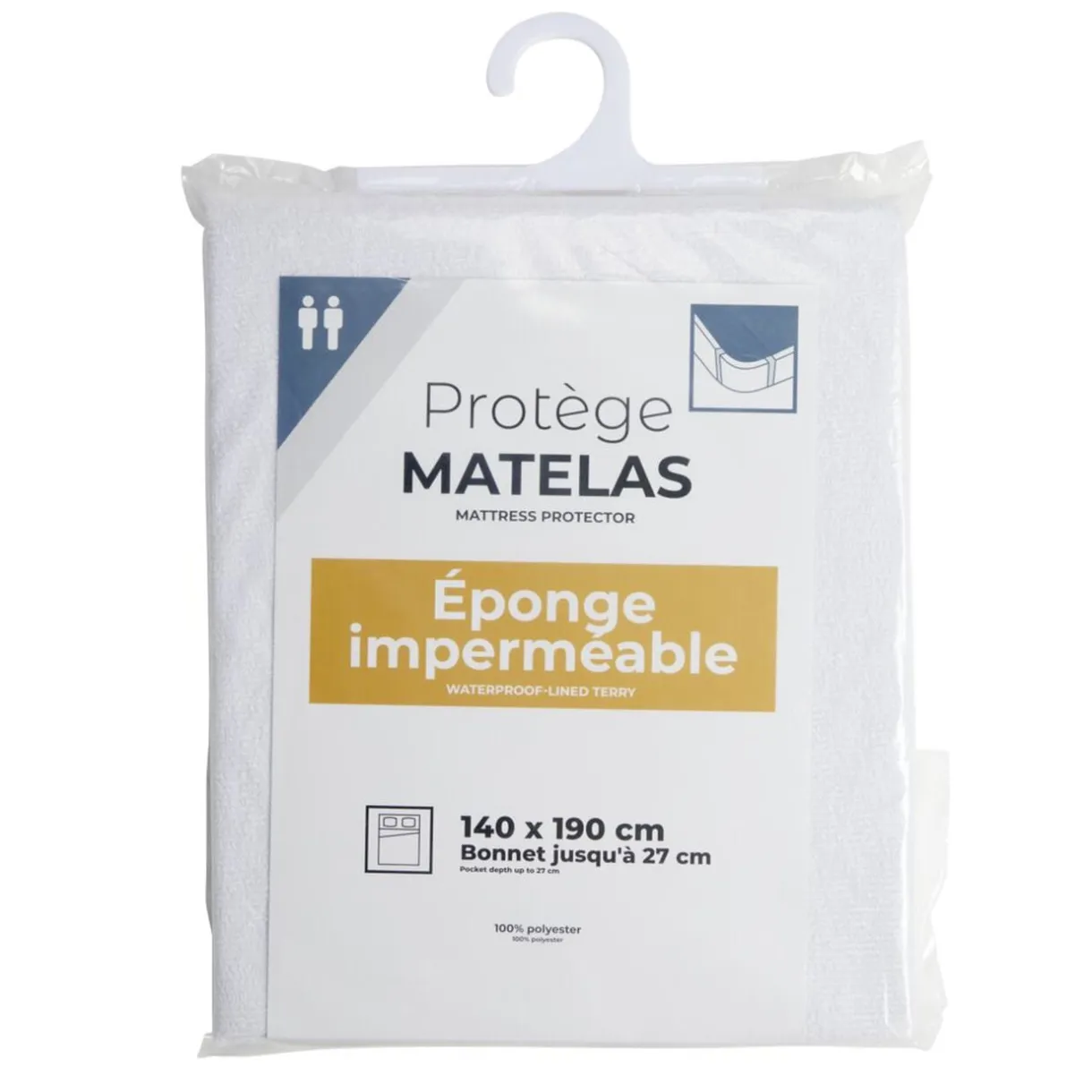 Protège matelas 2 personnes éponge imperméable anti-acariens 140x190cm < Gifi Outlet