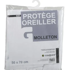 Protège oreiller anti acariens molleton rectangulaire blanc < Gifi Online